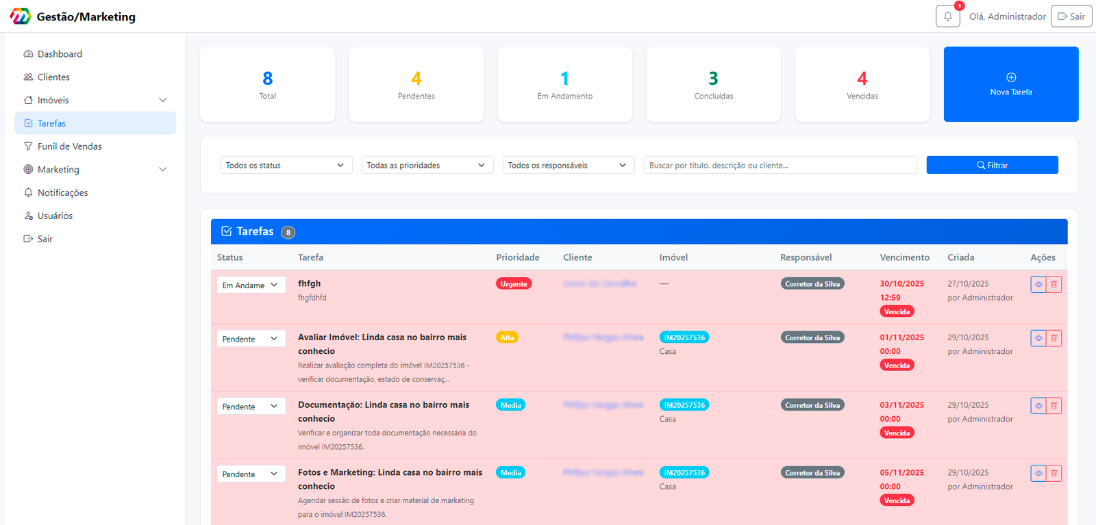 Agenda de visitas com lembretes